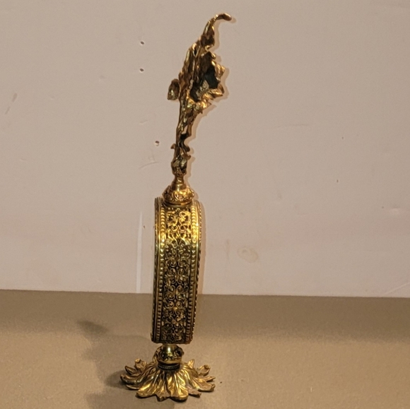 VINTAGE REAR GOLD FILIGREE 11" PERFUME BOTTLE - Picture 9 of 11